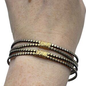 Sterling Silver 2 Tone 4 Bangle Bracelet 7.5in 33.7 Grams Unique Statement